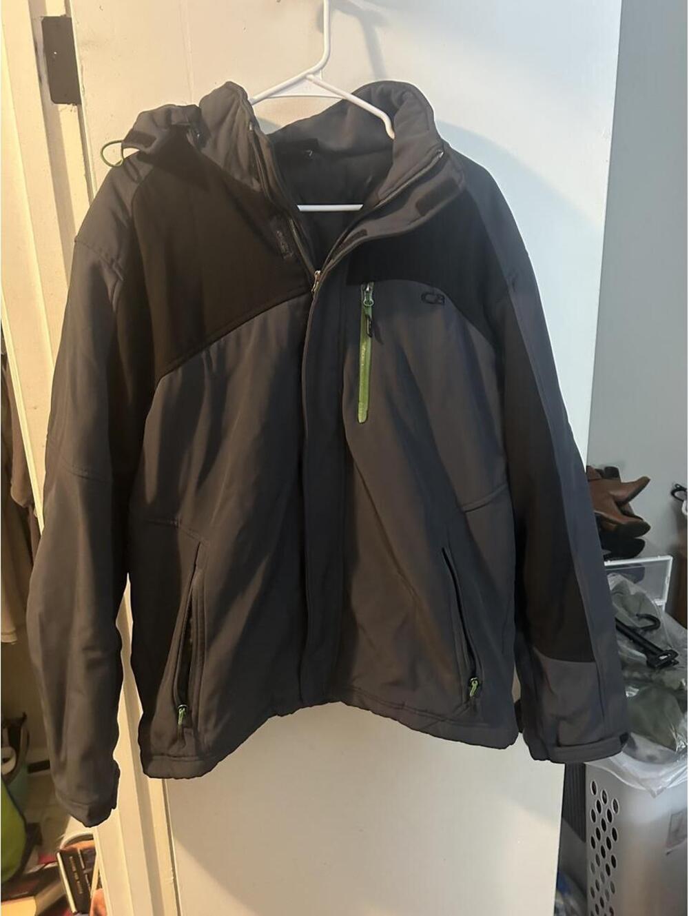 CB Sports Black and gray fleece lined soft shell outdoor sport jacket size L